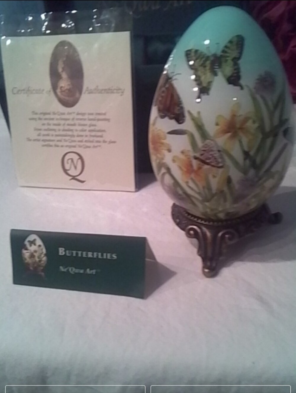 Authentic Signed Ne'Qwa Art Butterfly Decorative Egg